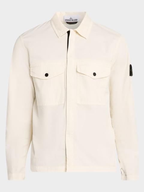 Stone Island Men's Cotton-Stretch Concealed Button-Down Shirt