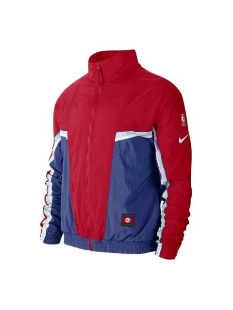 Nike 나이키 필라델피아 76ers 스포츠 카디건 느슨한 Colorblock 로고 알파벳 재킷 Colorblock CJ7153-495