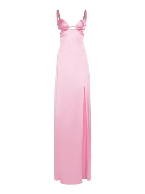 Double-Petal Satin Maxi Dress pink