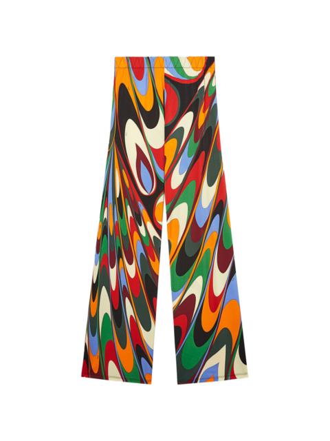 Onde-print satin palazzo trousers