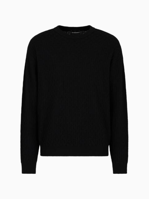 Tuck-stitch virgin wool jumper