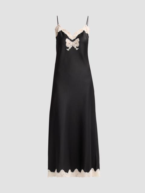 LoveShackFancy Women's Lomira Lace-Trim Crepe Midi Dress - Black