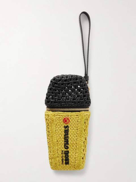 Anya Hindmarch Stabilo Leather-trimmed Raffia Bag Charm