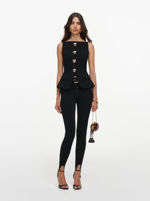 self-portrait Black Wool Crepe Top