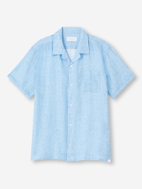 Derek Rose Men's Shirt Milan 23 Linen Blue