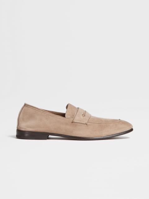 ZEGNA LIGHT BEIGE SUEDE L'ASOLA LOAFERS