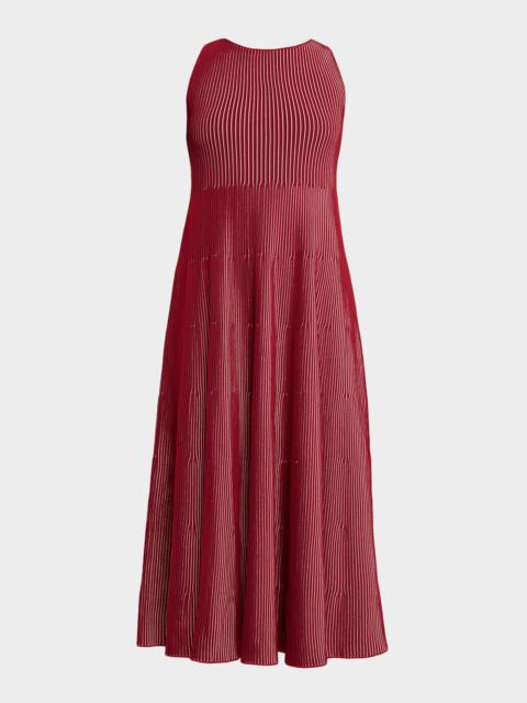 EMPORIO ARMANI Sleeveless Striped Rib Knit Maxi Dress