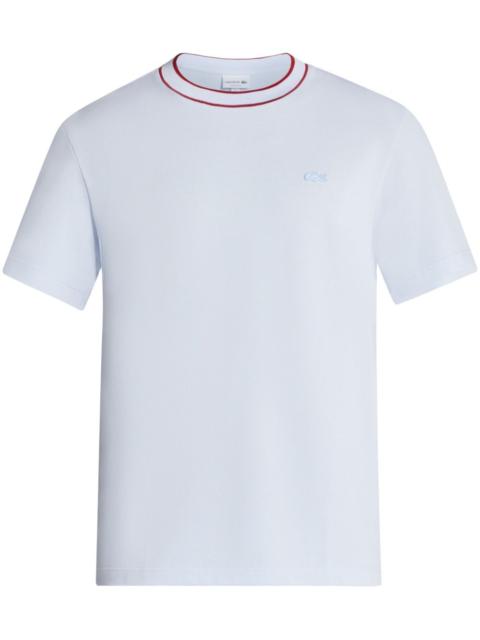 LACOSTE stripe-collar cotton piquÃ© T-shirt