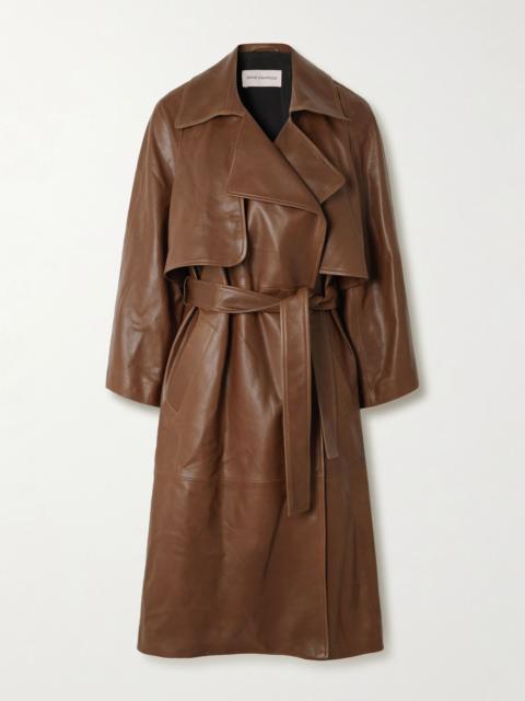 NOUR HAMMOUR Cisely belted leather trench coat Brown