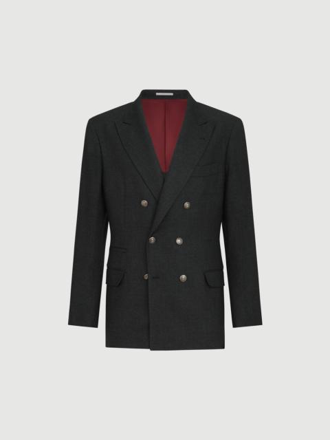 Brunello Cucinelli Mouliné virgin wool twill one-and-a-half breasted deconstructed blazer with metal buttons