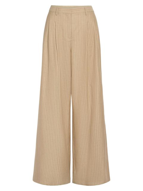TWP Women's Avery Striped Wool-Linen Wide-Leg Pants - Safari Argan Oil