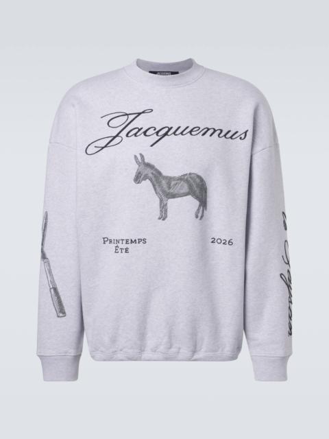 JACQUEMUS J embroidered cotton fleece sweatshirt