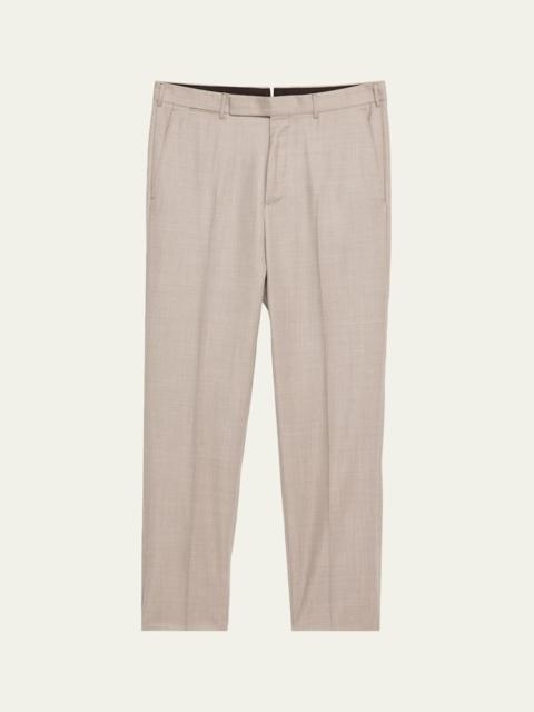 ZEGNA Men's Cavalry Twill Sharkskin Flat-Front Trousers