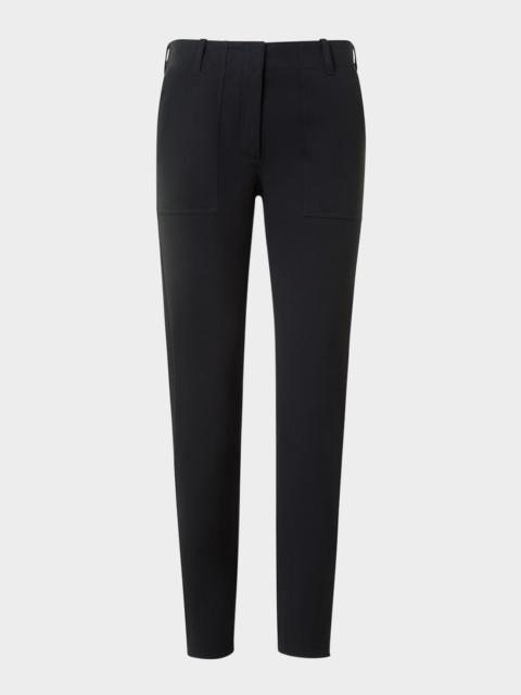 AKRIS Low-Rise Cotton Gabardine Slim-Leg Ankle Pants