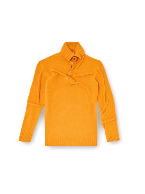 Diesel BUTTON-NECK JUMPER IN WRINKLED BOILED KNIT