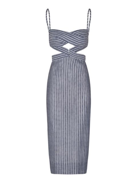 ANDRES OTALORA Recuerdos Cutout Midi Dress stripe