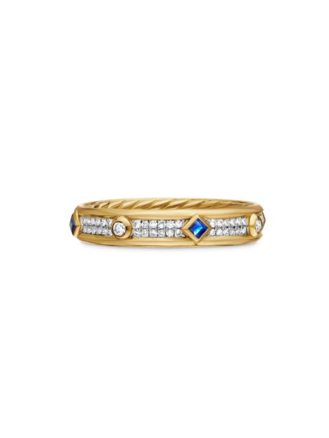 DAVID YURMAN Women's Modern Renaissance Band Ring in 18K Yellow Gold - Light Blue Sapphire