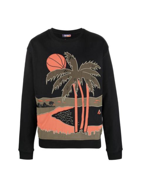 palm tree print jumper