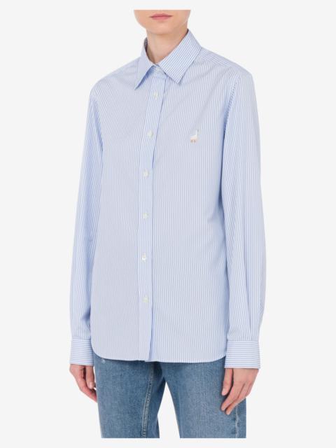 Moschino STRIPED POPLIN SHIRT GOOSE EMBROIDERY