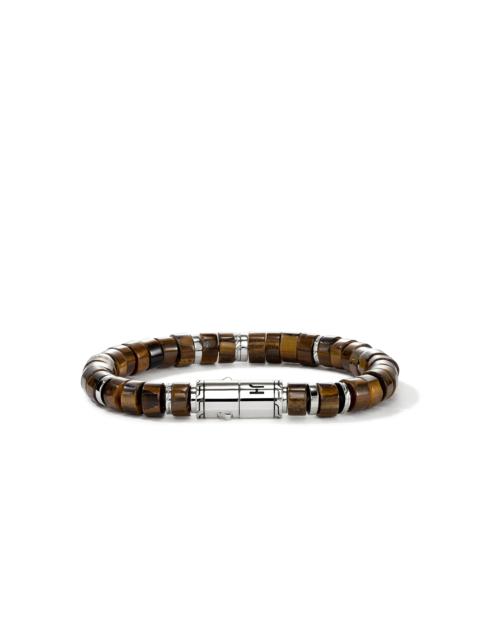 Heishi Bracelet, Sterling Silver, Tiger Eye, 8MM