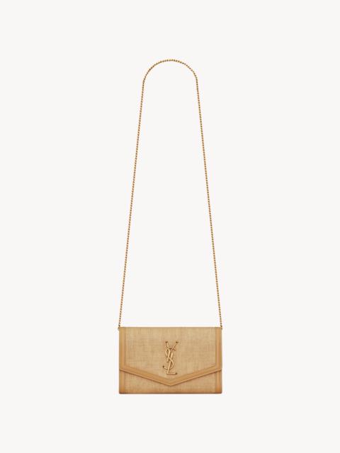 SAINT LAURENT UPTOWN CHAIN WALLET IN MICRO RAFFIA