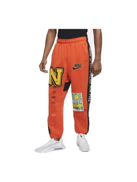 Nike Printing Alphabet Logo Sports Long Pants Orange DC2723-891