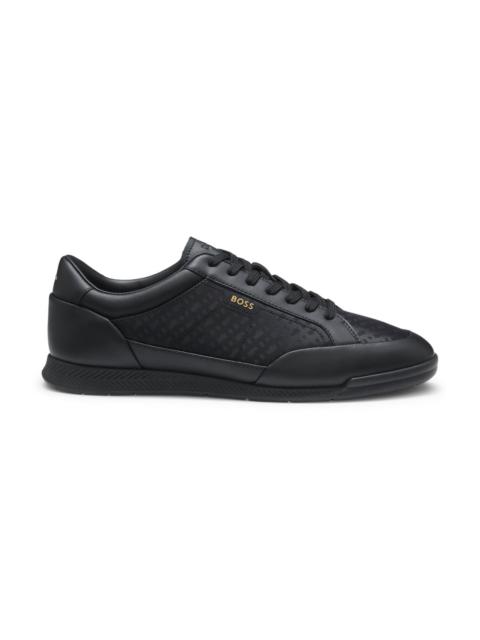 BOSS LEATHER SNEAKERS WITH MONOGRAM PANELING