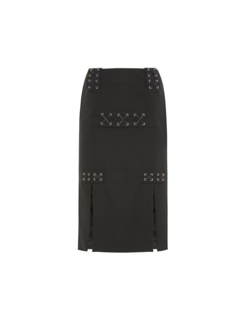 Alessandra Rich STRETCH WOOL MIDI SKIRT WITH EMBELLISHMENT