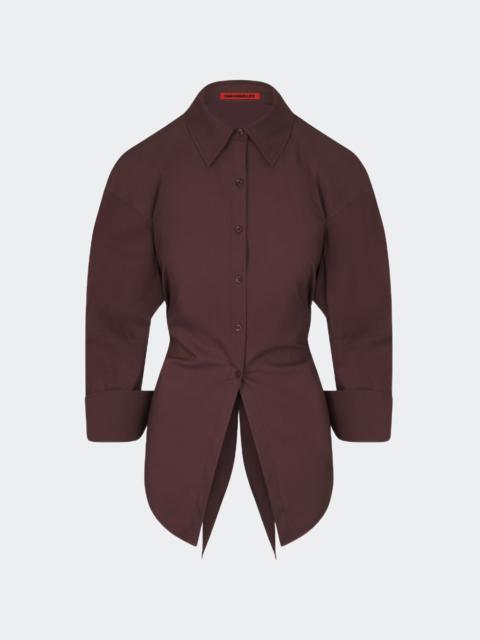 SIMONMILLER Loch Poplin Button Up In Choco Brown