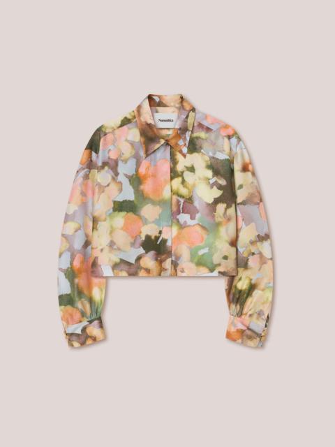Nanushka MOREEN - Twill silk point-collar jacket - Watercolor