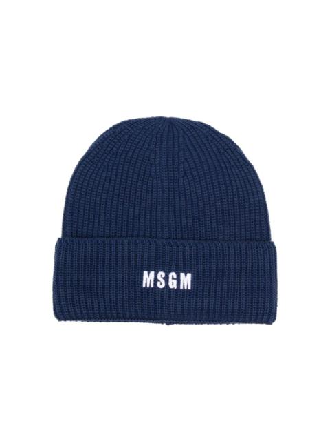 MSGM logo-embroidered ribbed-knit beanie