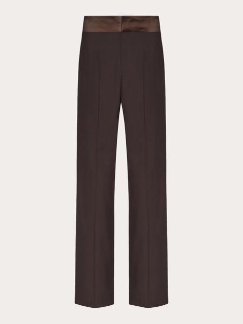 WOOL PANTS WITH BELT AND SATIN SIDE BANDS