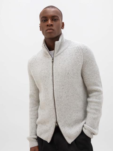 Donegal Ribbed Grey Zip Cardigan