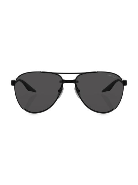 Prada Men's 61MM Aviator Sunglasses - Matte Black Dark Grey