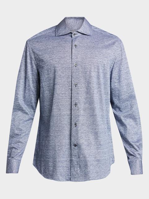 CORNELIANI Men's Melange Linen-Cotton Sport Shirt