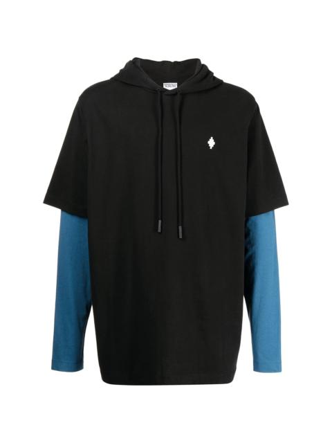 logo-print layered hoodie