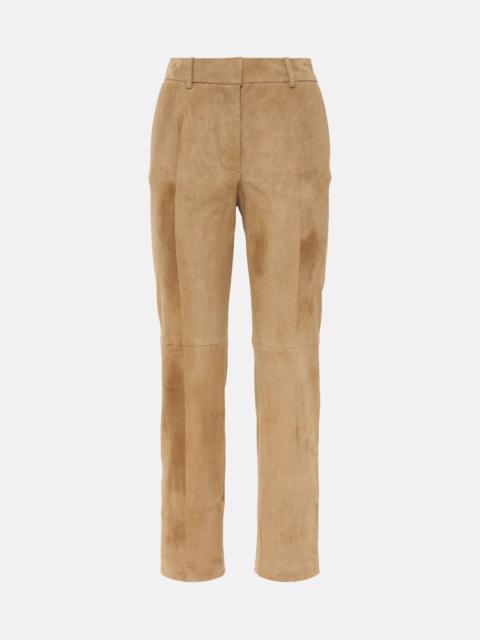 Coleman cropped suede straight pants