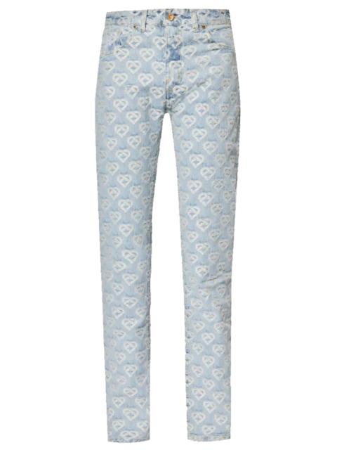 CASABLANCA CASABLANCA All Over Monogram Print Jeans Washed Indigo