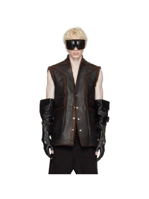 Rick Owens Brown Fogpocket Shearling Vest