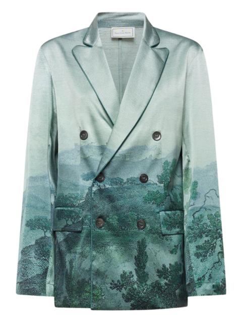 Pierre-Louis Mascia landscape-print double-breasted blazer