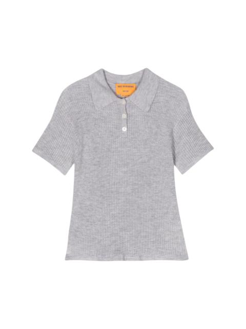 Shrunken cashmere polo top