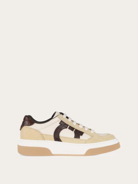 FERRAGAMO Low top sneaker with Gancini outline