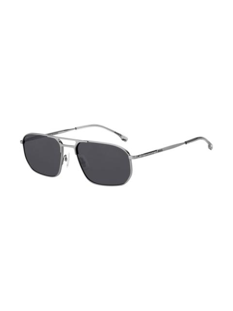 BOSS SILVER-TONE SUNGLASSES WITH TUBULAR TEMPLES