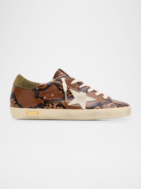 Golden Goose Super-Star Pyhton-Print Mixed Leather Low-Top Sneakers