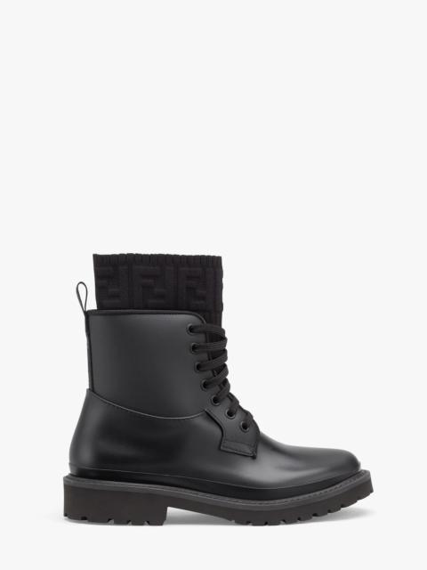 Black PVC biker boots