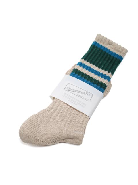ANONYMOUSISM Hemp Random Line Pile Crew Sock Green
