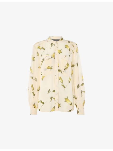 WHISTLES Floral-Print Long-Sleeve Woven Blouse