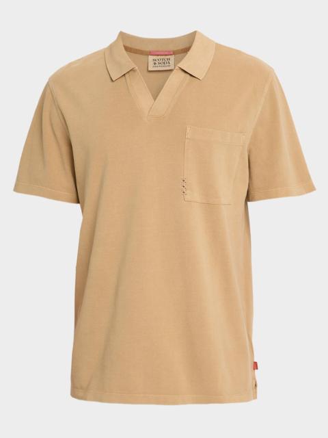 SCOTCH & SODA Men's Garment-Dyed Pique Relaxed-Fit Pocket Polo Shirt