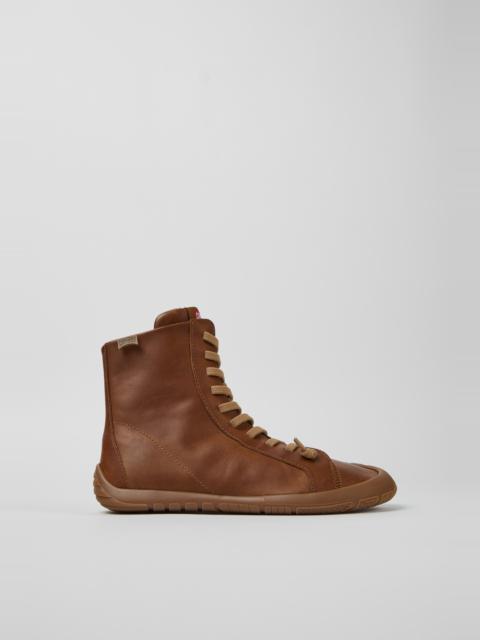 CAMPER Peu Path+ Brown Leather Ankle Boots for Women.
