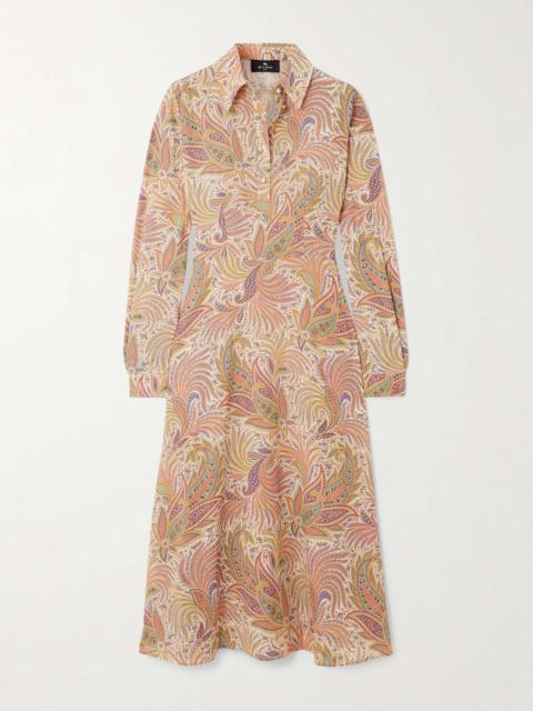 Etro Printed stretch-crepe midi dress Brown